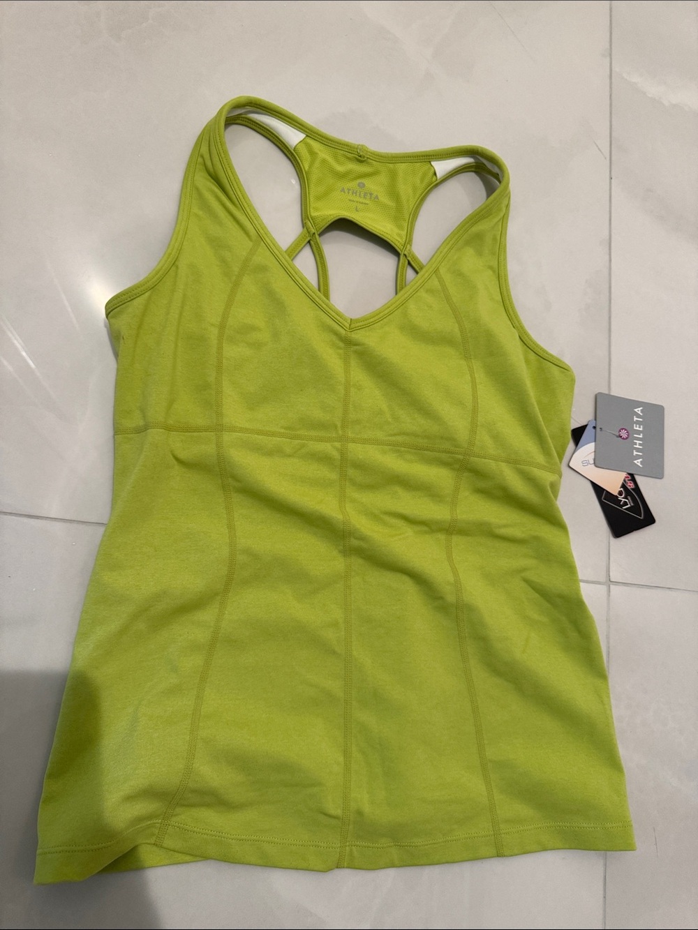 Athleta Chartreuse Racerback Tank with Built-In Support